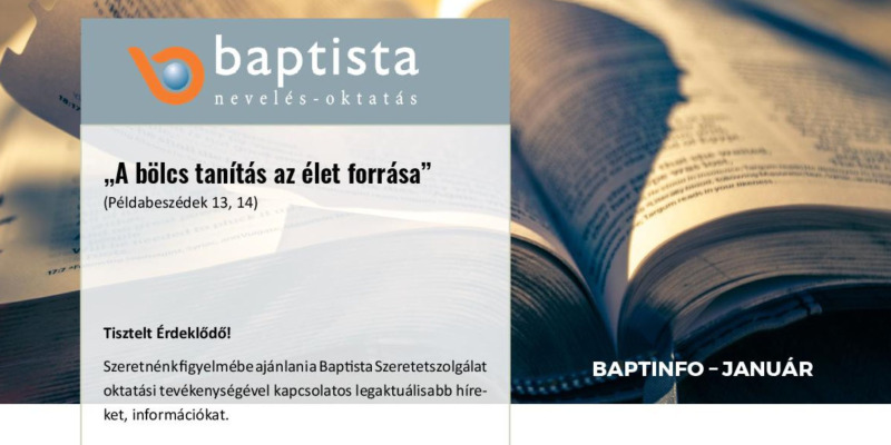  Baptista nevelés-oktatás (2024. januári hírlevél)