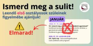 Elmarad a jövő heti elsős beiskolázási programunk!