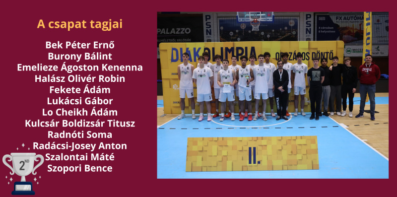  Kosárlabda Diákolimpia 2.hely - fiúk (V-VI.korcsoport)