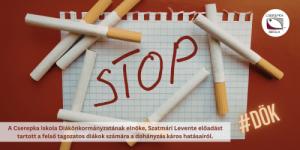 A Cserepka Iskola Diákönkormányzatának elnöke, Szatmári Levente előadást tartott a felső tagozatos diákok számára a dohányzás káros hatásairól