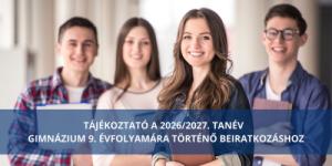 Beiratkozás 9. évfolyamra (2026/27 tanévre)