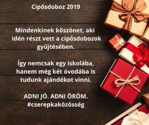 Cipősdoboz 2019/Köszönet